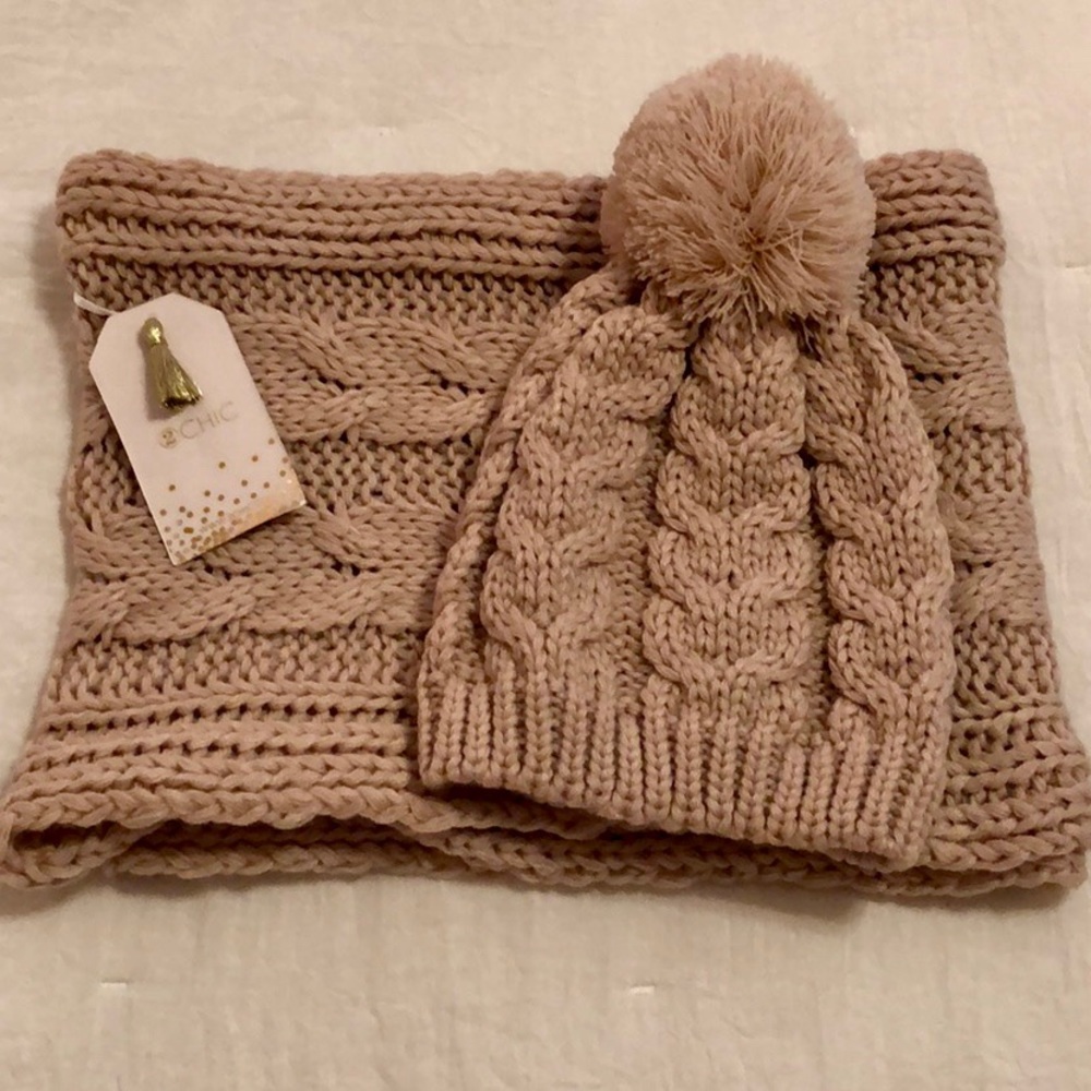 2 Chic Cable Knit Infinity Scarf & Matching Hat - Picture 4 of 6